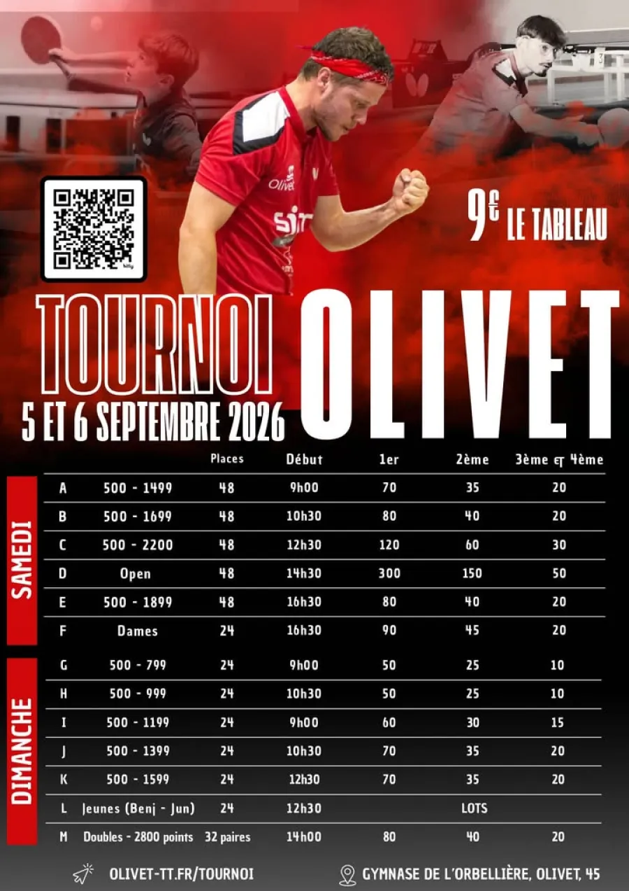 🏓 Le Tournoi d’Olivet est de retour ! 🏓 — photo 1